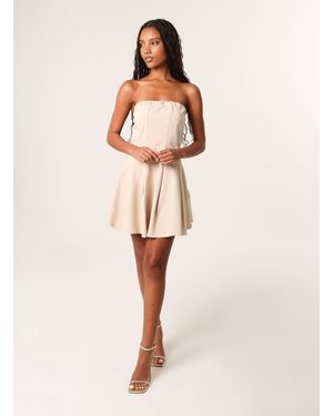 Pink Vanilla Bandeau Seam Detailed Mini Dress - Natural