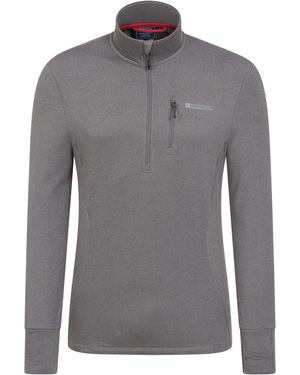 Mountain Warehouse 'Marathon' Active Fleece Midlayer Lightweight Quick Wick Half Zip Top - Grey