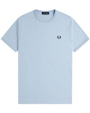 Fred Perry Ringer T-Shirt Light Smoke Cotton - Blue