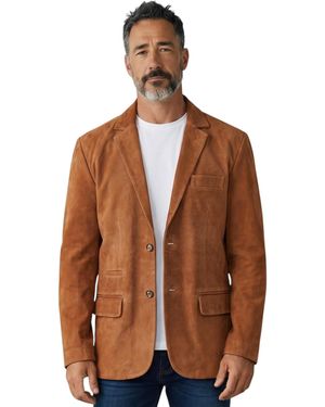 Infinity Leather Italian Suede Blazer Jacket - Brown