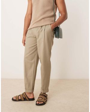 ASOS Smart Oversized Tapered Cotton Chino Trousers - Natural