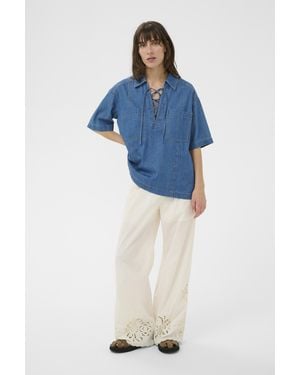 Part Two Denim Blouse Amelapw Denim Blouse Oversize Fit - Blauw