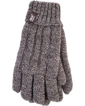 Heat Holders Cable Knit 2.3 Tog Gloves For Winter - Grey