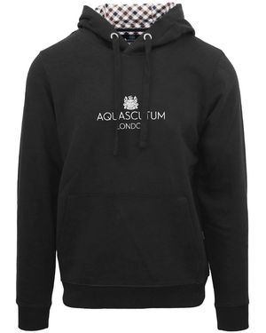 Aquascutum Hooded Neck Lacoste Lettering Sweatshirt - Black