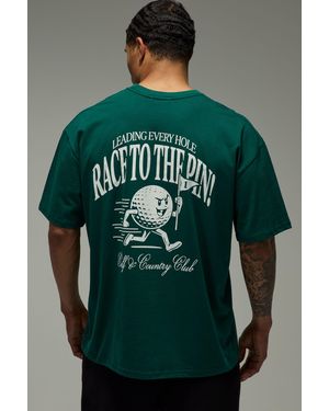 BoohooMAN Active Race To The Pin Golf Oversized T-Shirt - Green