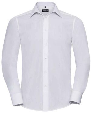 Russell Collection Poplin Tailored Long-Sleeved Formal Shirt - Blue