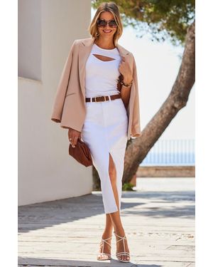 Sosandar Taupe Relaxed Fit Blazer - Natural