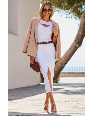 Sosandar Taupe Relaxed Fit Blazer - Natural