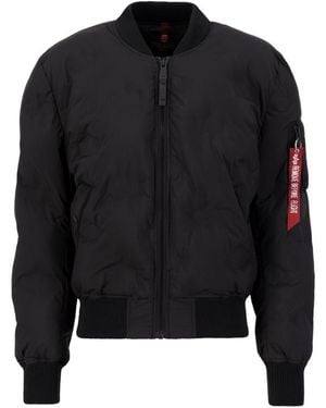 Alpha Industries Ma-1 Embroidery Logo Puffer Bomber Jacket - Black