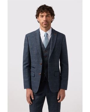 Antique Rogue Single Breasted Long Sleeve Two Button Slim Fit Suit Jacket - Blue