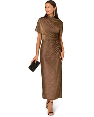 Adrianna Papell Metallic Knit Long Dress - Brown