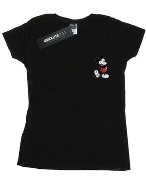 Disney Ladies Mickey Mouse Kickin Retro Chest Cotton T-Shirt - Black