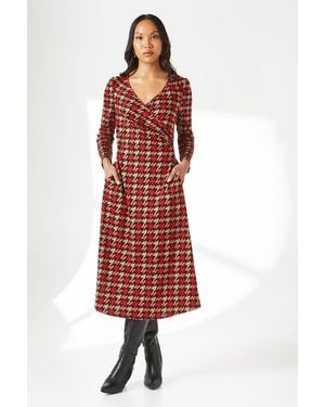 PRINCIPLES Mono Check Jacquard Wrap Dress in White Lyst UK
