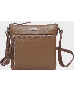 Assots London 'rue' Tan Pebble Grain Real Leather Crossbody Bag - Brown