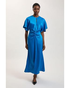 Karen Millen Viscose Satin Crepe Woven Maxi Dress - Blue