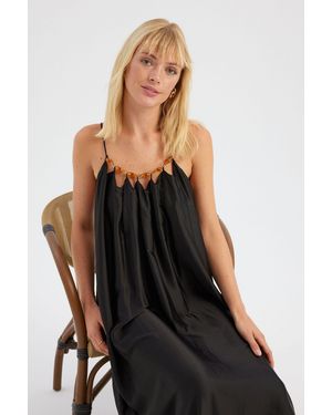 Hiccup Round Neck Strappy Maxi Dress With A Bust Detail - Black