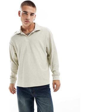 Cotton On Textured Rugby Polo Top - Grey