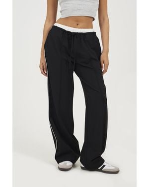 Brave Soul Contrast Waistband Tailored Trousers - Black