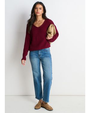 Gini London Chunky Knit Oversized Jumper - Red