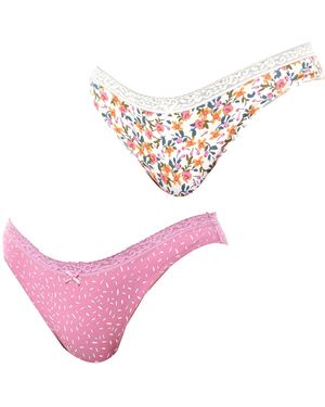 Janira Pack Of 2 Mini Coquettes Cotton Knickers Jpb4 For - Pink