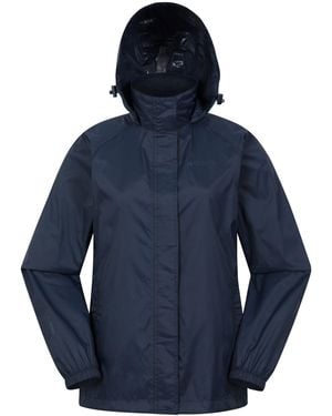 Mountain Warehouse 'Pakka' Packable Jacket Waterproof Breathable Adjustable Hood Rain Coat Polyamide - Blue