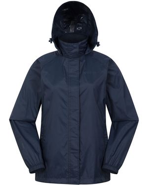 Mountain Warehouse 'Pakka' Packable Jacket Waterproof Breathable Adjustable Hood Rain Coat Polyamide - Blue