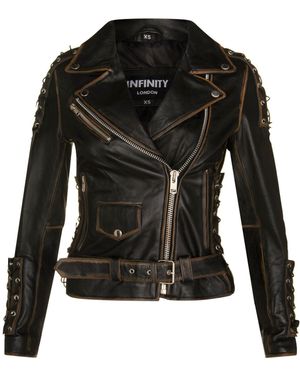 Infinity Leather Brando Biker Jacket-Bari - Black