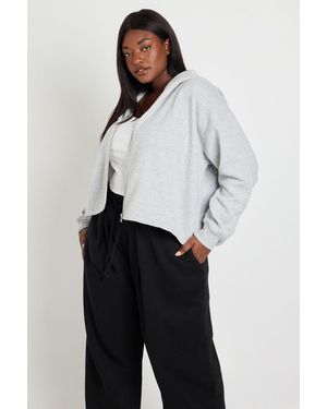 Boohoo Plus Funnel Neck Zip Through Hoodie With Toggles - White