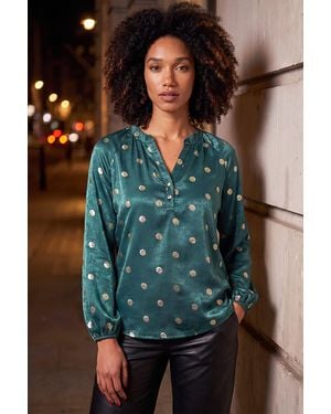 Roman Foil Spot Button Top - Green