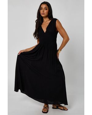 Urban Bliss Maxi Dress With Elasticated Waist - Black