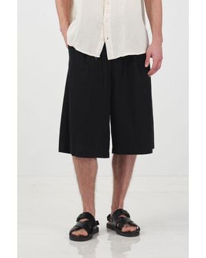 Giesto Mid Waist Wide Leg Capri Shorts - Black
