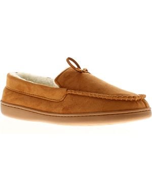 Wynsors Moccasin Full Slippers Faux Fur Sammy Suede Fabric - Black