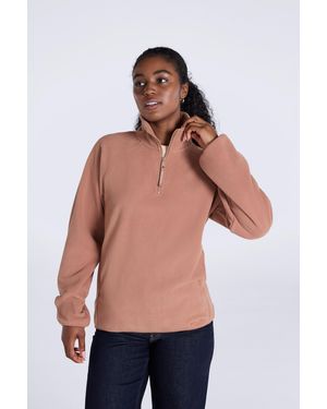 Mountain Warehouse 'Stockholm' Fleece Jacket Half Zip Warm Cosy Jumper - Natural