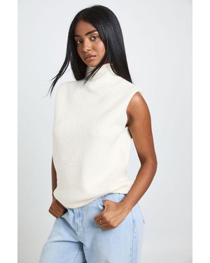 Boohoo Soft Knit Funnel Neck Top - White