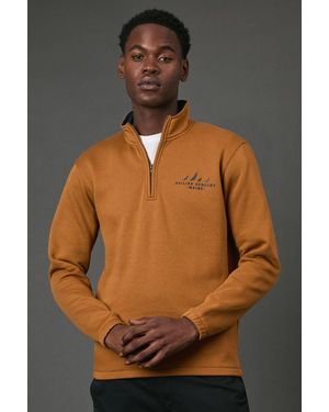 MAINE Tobacco Sailing Academy Half Zip Jumper - Brown
