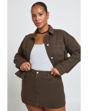 Boohoo Plus Denim Mini Skirt - Brown