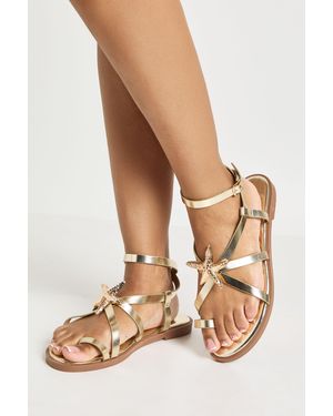 Boohoo Starfish Trim Toe Post Sandals - Natural