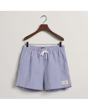 GANT Classic Fit Seersucker Swim Shorts - Blue