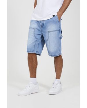 Brave Soul Light Loose Fit Denim Carpenter Shorts - Blue