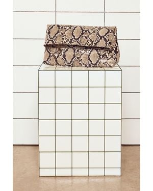 Boohoo Large Snake Print Fold Over Clutch Bag - Multicolour
