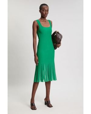 Karen Millen Compact Stretch Square Neck Knitted Flippy Dress - Green
