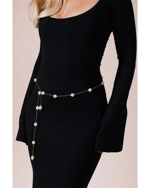 SVNX Minimal Pearl Chain Belt - Black