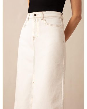 Ro&zo Ecru Denim Midaxi Skirt - Brown