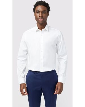 Alexandre Silver Label Egyptian Cotton Tailored Fit Poplin Single Cuff Reg Collar Shirt - White
