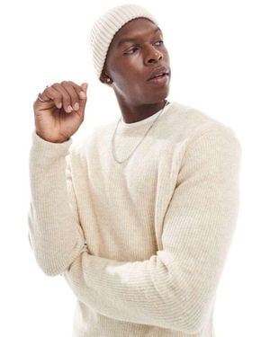 Jack & Jones Fluffy Rib High Neck Jumper - Natural