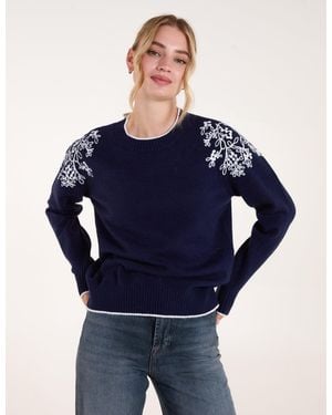 Blue Vanilla Detailed Embroidery Shoulder Jumper - Blue