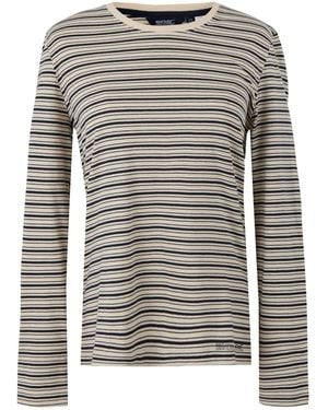 Regatta Ladies Federica Stripe Long-Sleeved T-Shirt (Light Vanilla/ - Grey