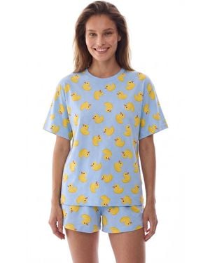 Penti Cuteness Short Sleeve Shorts Pyjama Set - Blue