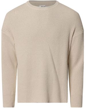 Replay Knit Crewneck Jumper - Natural