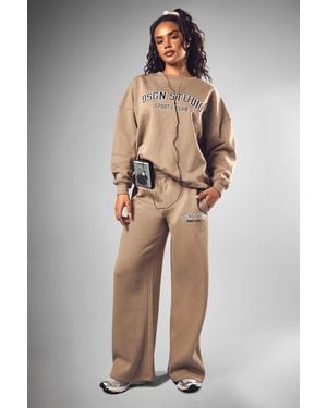 Boohoo Dsgn Studio Applique Straight Leg Jogger - Natural